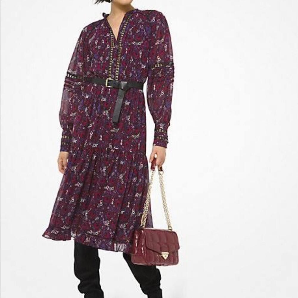 Michael Kors Burgundy Paisley Dress Size 2 - Work or Night Out